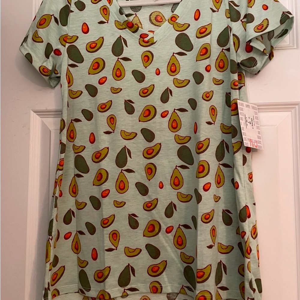 LuLaRoe Avocado Pattern Top - Green and Yellow